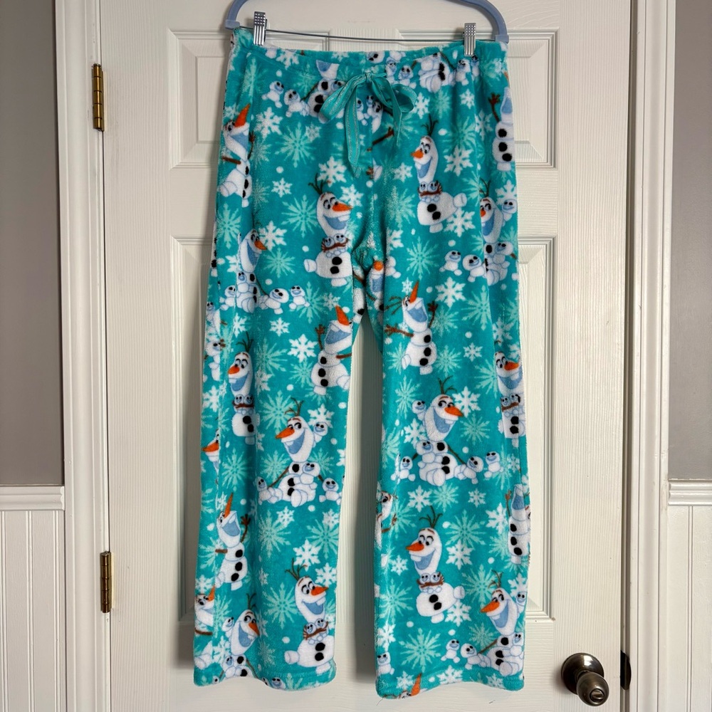 Disney Olaf Frozen Snowflake Christmas fleece Pajama Pants XL extra large adult